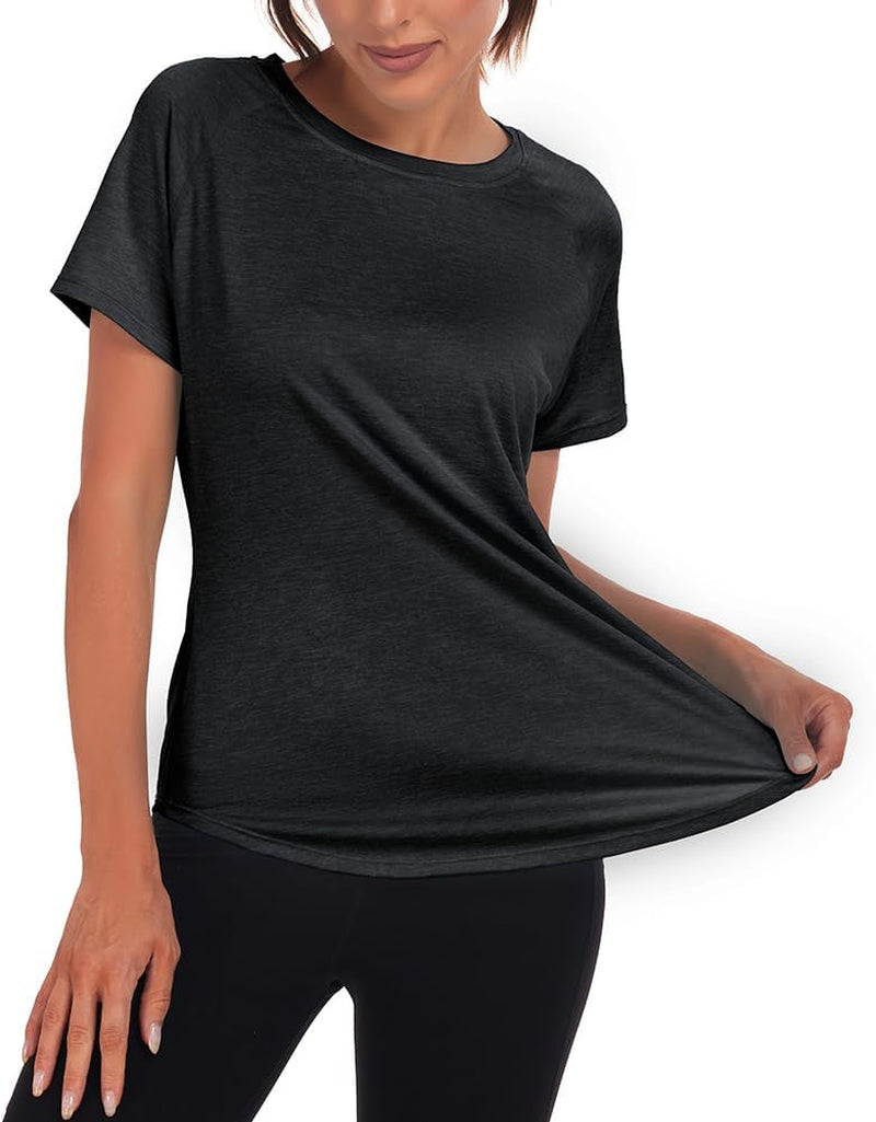 Women'S Gym Shirts, Short Sleeve Lightweight Moisture Wicking Quick Dry Back Mesh Loose Fit Sports Tops for Ladies
