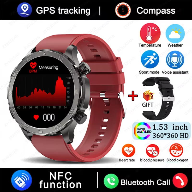 2025 New Bluetooth Call Smart Watch Men for Huawei AMOLED HD Large Screen Heart Rate NFC IP68 Waterproof GPS Sports Smart Watch