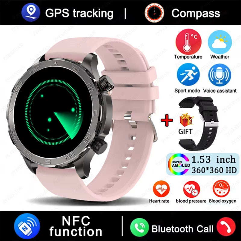 2025 New Bluetooth Call Smart Watch Men for Huawei AMOLED HD Large Screen Heart Rate NFC IP68 Waterproof GPS Sports Smart Watch