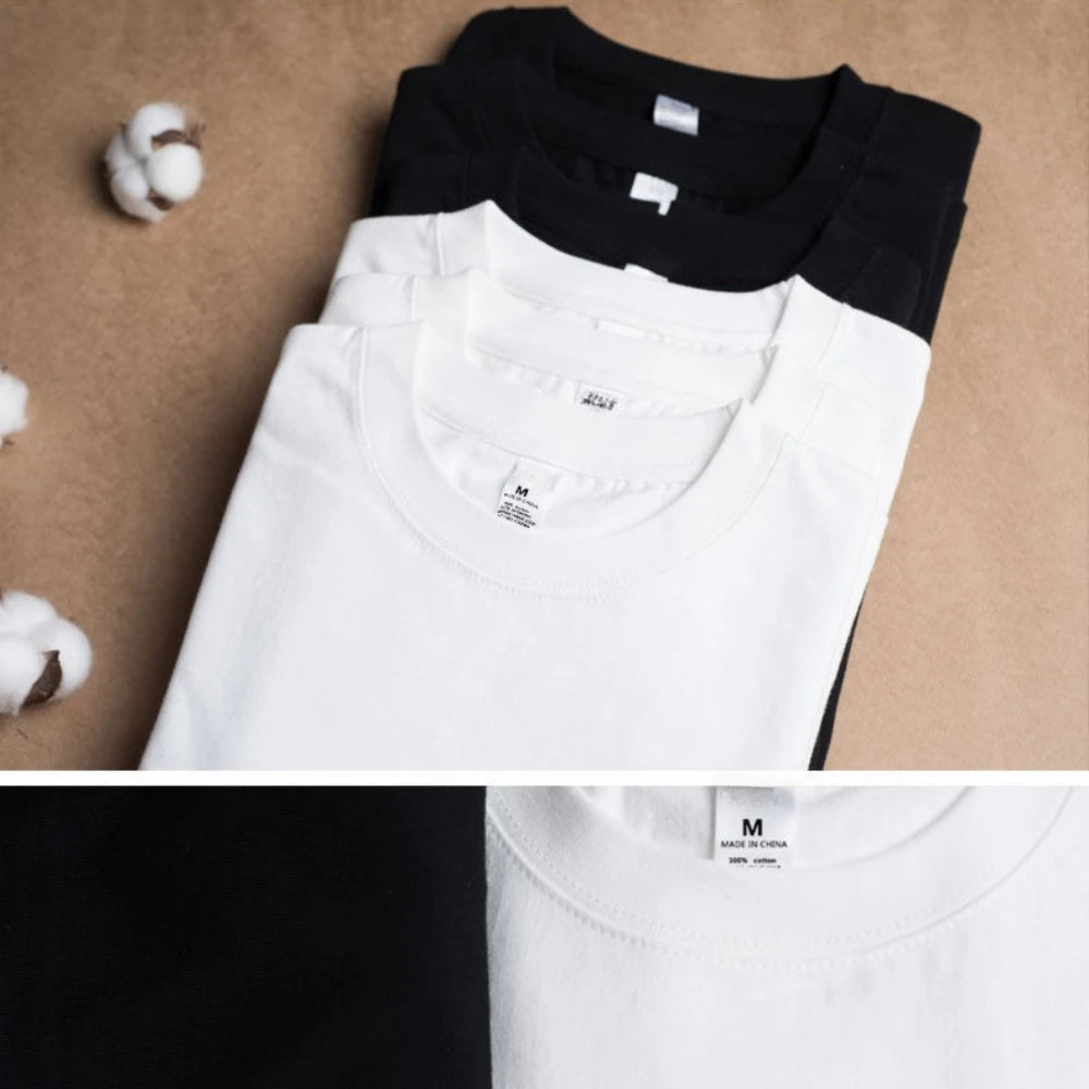 2PCS 100% Cotton Solid T Shirts Men'S and Women'S Short Sleeve White Tees Casual Breathable Loose round Neck T-Shirt Couple Tops