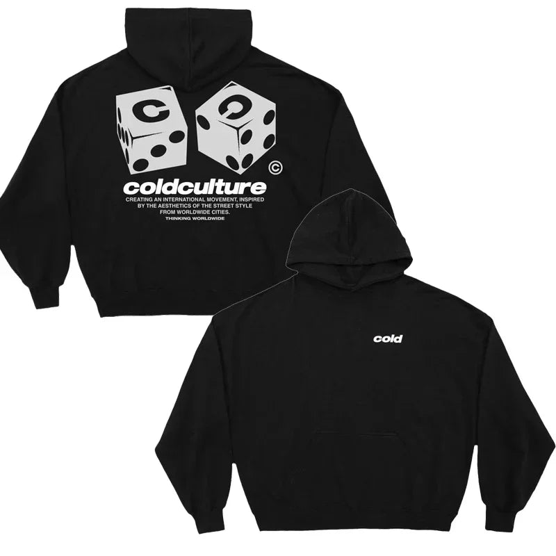 Cold Culture Logo Latest Edition Double-Sided Print Men'S Sports Hoodie Brother Gothic Oversized T-Shirt Street Top Y2K Clothes