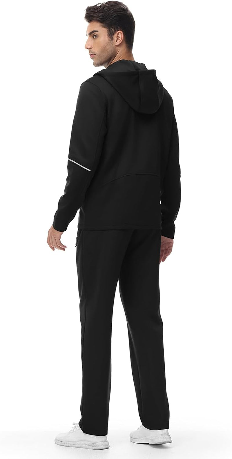 Mens Tracksuit Sets Full Zip Jogging Sports Gym Suit 2 Piece Athletic Contrast Sweat Suits with Hoodie