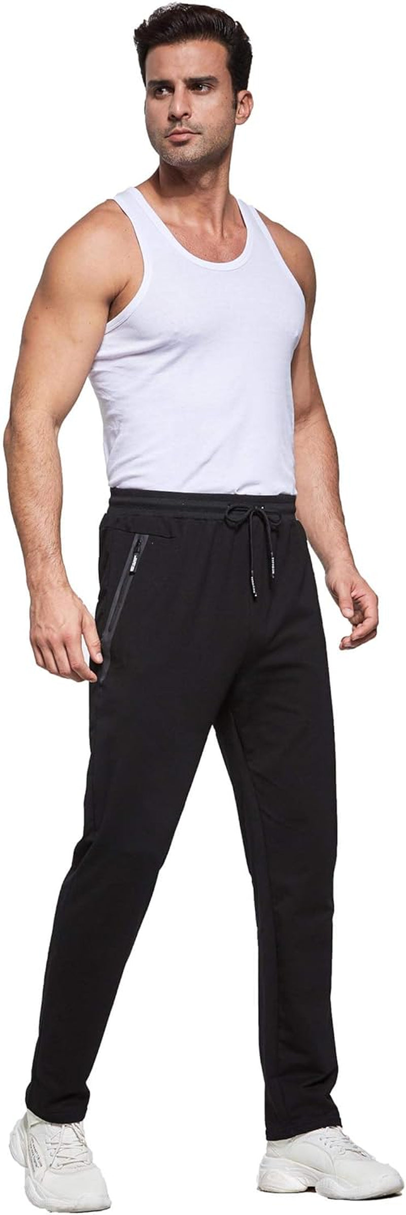 Mens Joggers Slim Fit Jogging Bottoms Zip Pockets