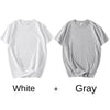 2PCS 100% Cotton Solid T Shirts Men'S and Women'S Short Sleeve White Tees Casual Breathable Loose round Neck T-Shirt Couple Tops