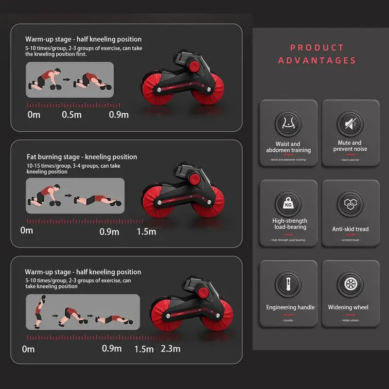 Fitness Ab Roller Coaster Wheel Automatic Rebound Belly Wheel Gym Fitness Double-Wheeled Core Roller Wheel for Belly Exercise