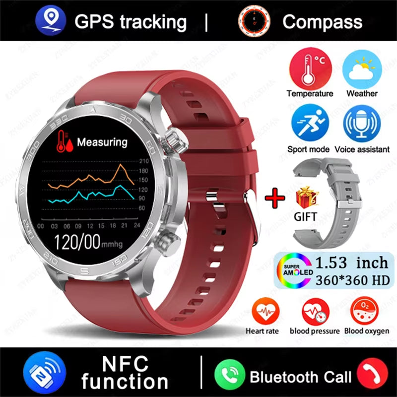 2025 New Bluetooth Call Smart Watch Men for Huawei AMOLED HD Large Screen Heart Rate NFC IP68 Waterproof GPS Sports Smart Watch