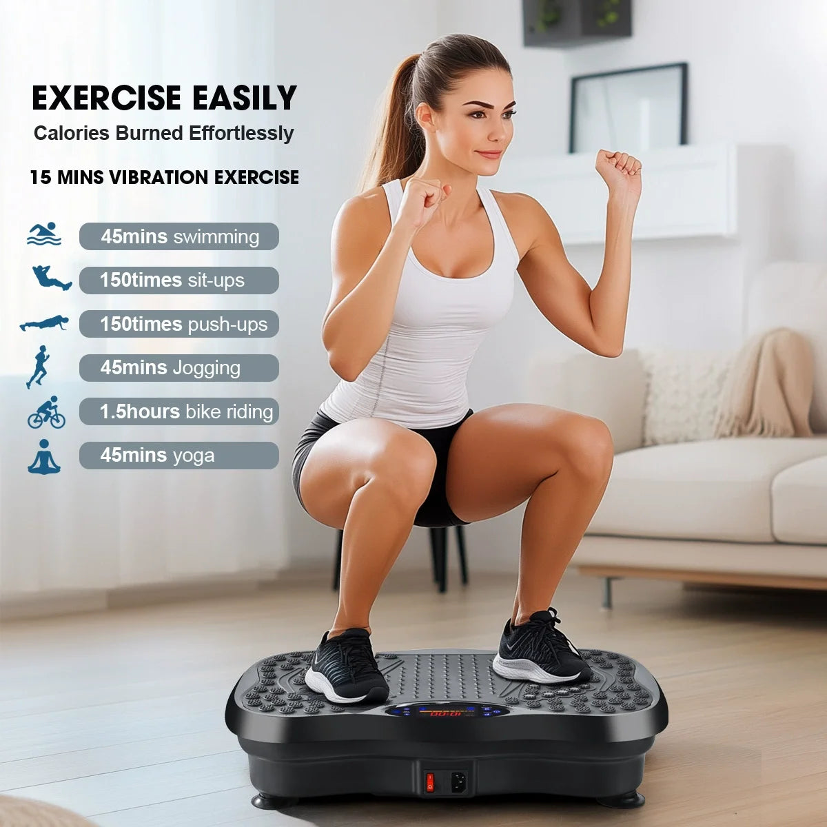 Vibrating Fat Shake,3D Vibration Plate Exercise Machine Power Fit Vibration Plate Crazy Fit Massage for Whole Body Slimming
