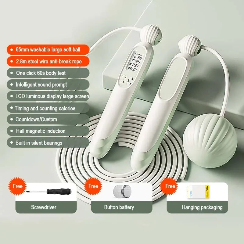 Dual Use Jump Rope with Counter Adjustable Smart Cordless Skipping Rope with Calorie Counter for Fitness