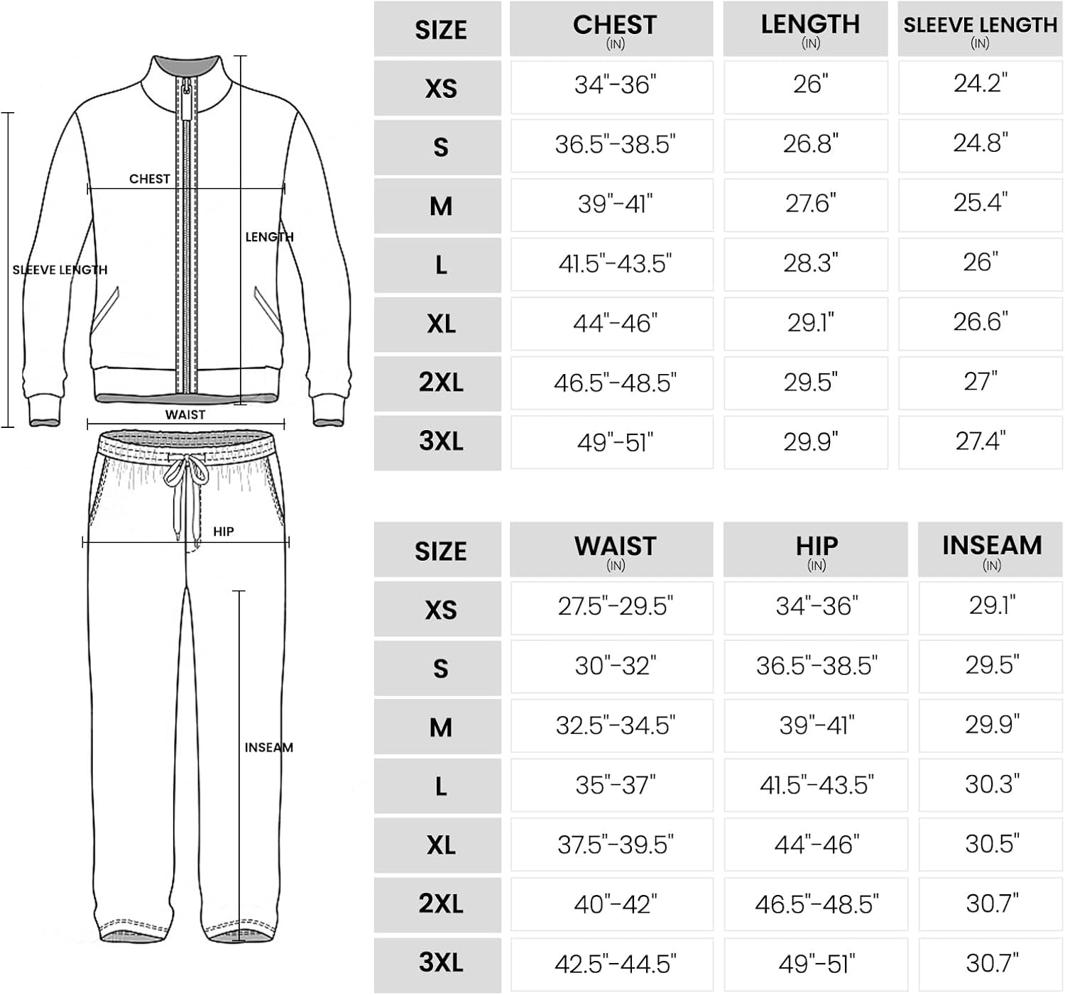 Mens Tracksuit Sets Full Zip Jogging Sports Gym Suit 2 Piece Athletic Contrast Sweat Suits with Hoodie