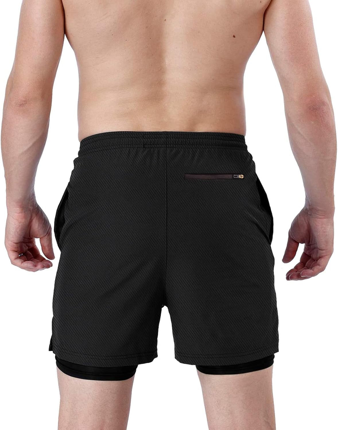 Men Running Shorts Men'S Shorts Workout with Phone Pocket 2 in 1 Gym Training Shorts Quick Drying