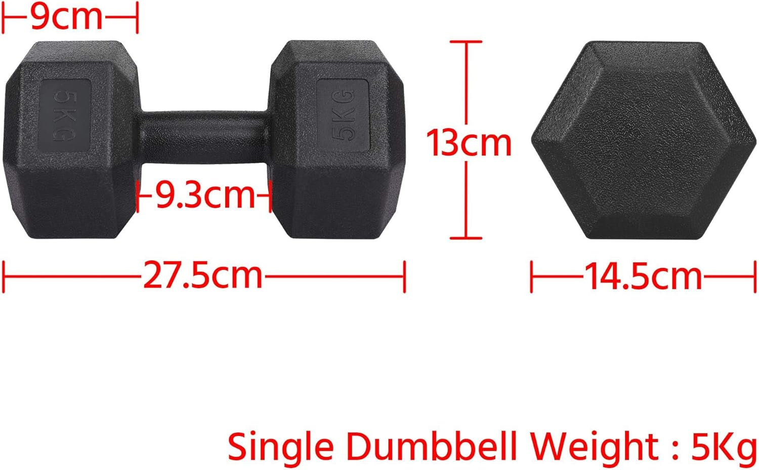 2X4Kg/2X5Kg/2X6Kg/2X7.5Kg/2X8Kg/2X10Kg (Sold in Pair) Dumbbells Set Arm Hand Weight Dumbbell Hexagon Dumbbell for Strength Training Home Workout Aerobic