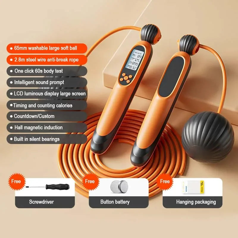 Dual Use Jump Rope with Counter Adjustable Smart Cordless Skipping Rope with Calorie Counter for Fitness