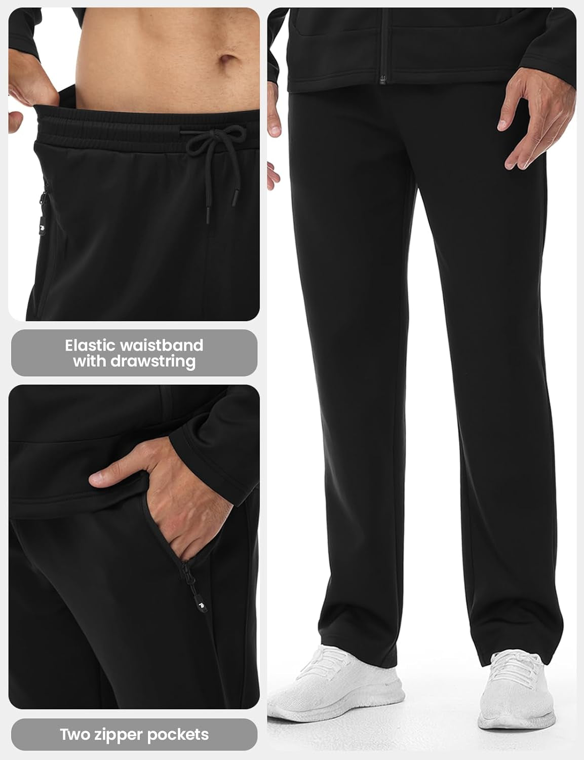 Mens Tracksuit Sets Full Zip Jogging Sports Gym Suit 2 Piece Athletic Contrast Sweat Suits with Hoodie