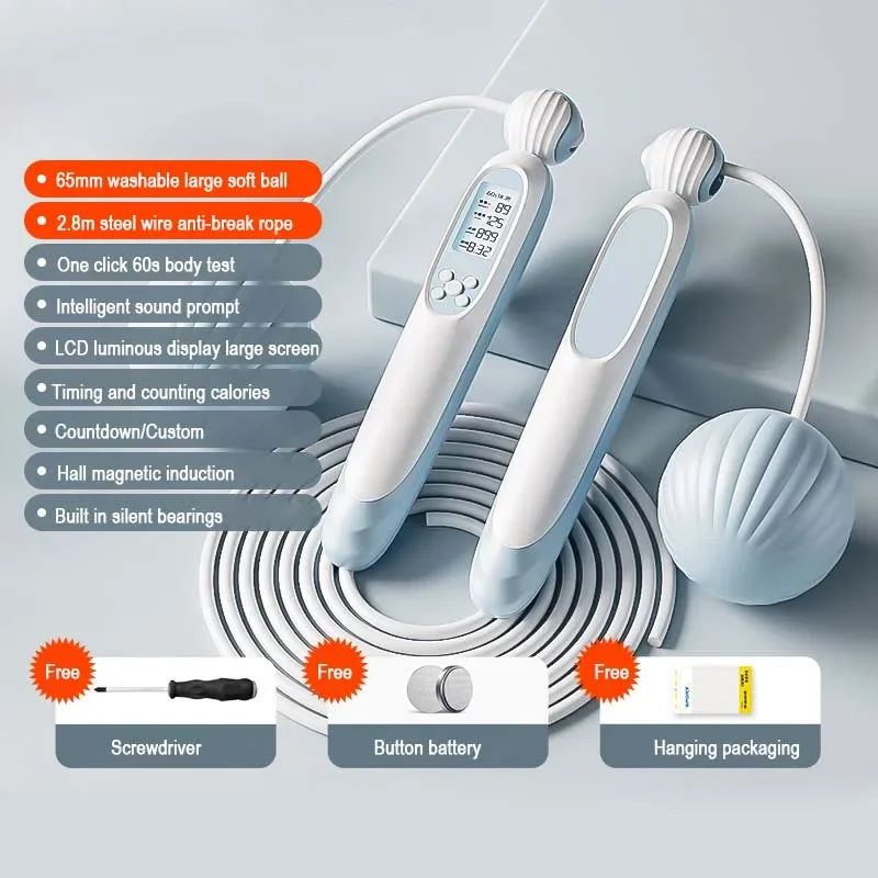 Dual Use Jump Rope with Counter Adjustable Smart Cordless Skipping Rope with Calorie Counter for Fitness