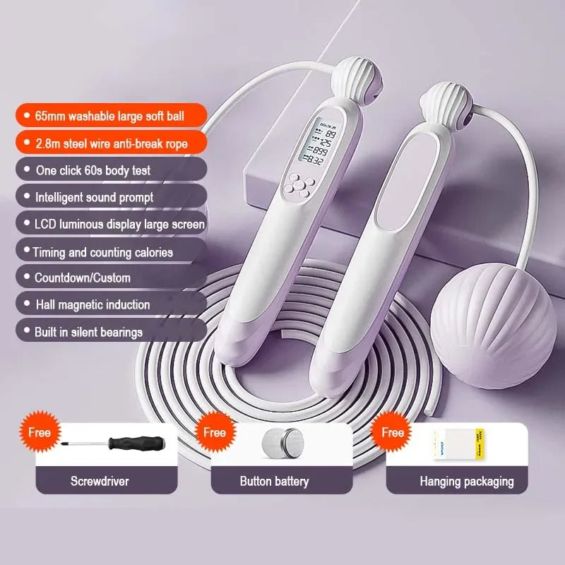 Dual Use Jump Rope with Counter Adjustable Smart Cordless Skipping Rope with Calorie Counter for Fitness