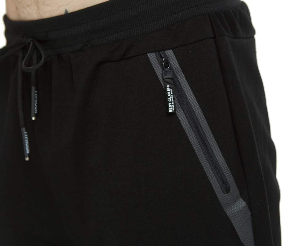 Mens Joggers Slim Fit Jogging Bottoms Zip Pockets