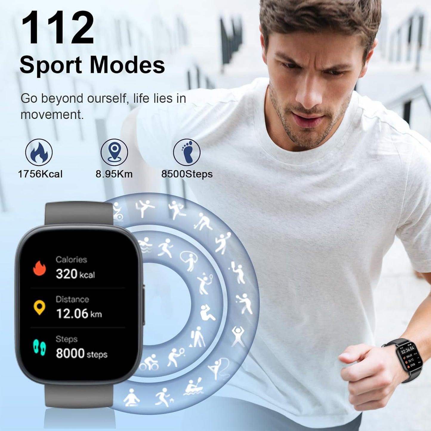 Smart Watch for Men Women Answer/Make Call, 1.95" HD Touch Screen Fitness Watch with Heart Rate/Spo2/Sleep Monitor/Step Counter, 100+ Sport Activity Tracker, IP68 Waterproof Smartwatch for Android Ios