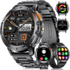 Military Smart Watch for Men with Bluetooth Call,1.43" AMOLED with LED Flashlight/530Mah,100+ Sports Mode Tactical Fitness Tracker/Heart Rate Sleep Health Monitor/Ip68 Waterproof for Android Ios