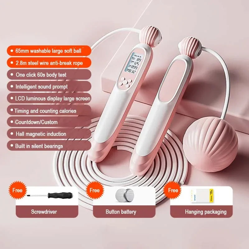 Dual Use Jump Rope with Counter Adjustable Smart Cordless Skipping Rope with Calorie Counter for Fitness