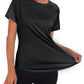 Women'S Gym Shirts, Short Sleeve Lightweight Moisture Wicking Quick Dry Back Mesh Loose Fit Sports Tops for Ladies