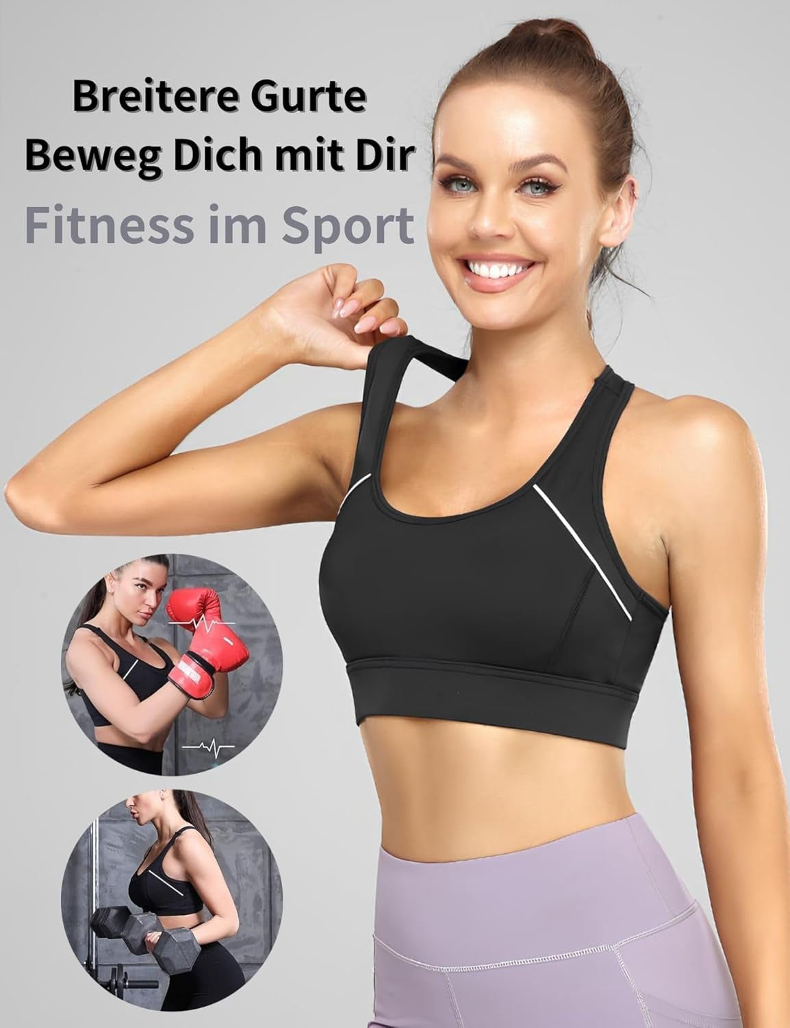 Women'S Sports Bra, High Support, White, Regular