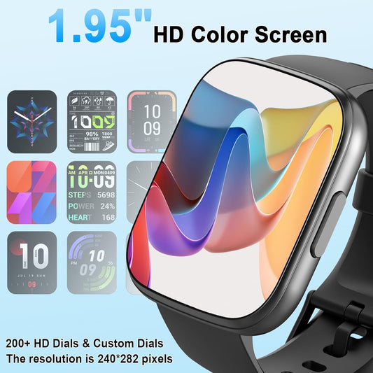 Smart Watch for Men Women Answer/Make Call, 1.95" HD Touch Screen Fitness Watch with Heart Rate/Spo2/Sleep Monitor/Step Counter, 100+ Sport Activity Tracker, IP68 Waterproof Smartwatch for Android Ios