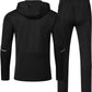 Mens Tracksuit Sets Full Zip Jogging Sports Gym Suit 2 Piece Athletic Contrast Sweat Suits with Hoodie