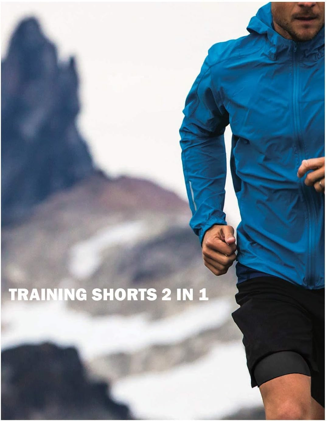 Men Running Shorts Men'S Shorts Workout with Phone Pocket 2 in 1 Gym Training Shorts Quick Drying
