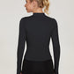 Womens Gym Tops Long Sleeve Sports T-Shirt Fitness Workout Yoga Crop Tops Ladies Running Tee Shirts Half Zip Breathable Activewear with Thumb Holes