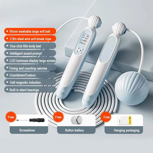 Dual Use Jump Rope with Counter Adjustable Smart Cordless Skipping Rope with Calorie Counter for Fitness