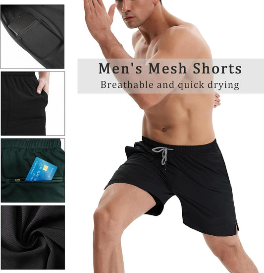 Men Running Shorts Men'S Shorts Workout with Phone Pocket 2 in 1 Gym Training Shorts Quick Drying